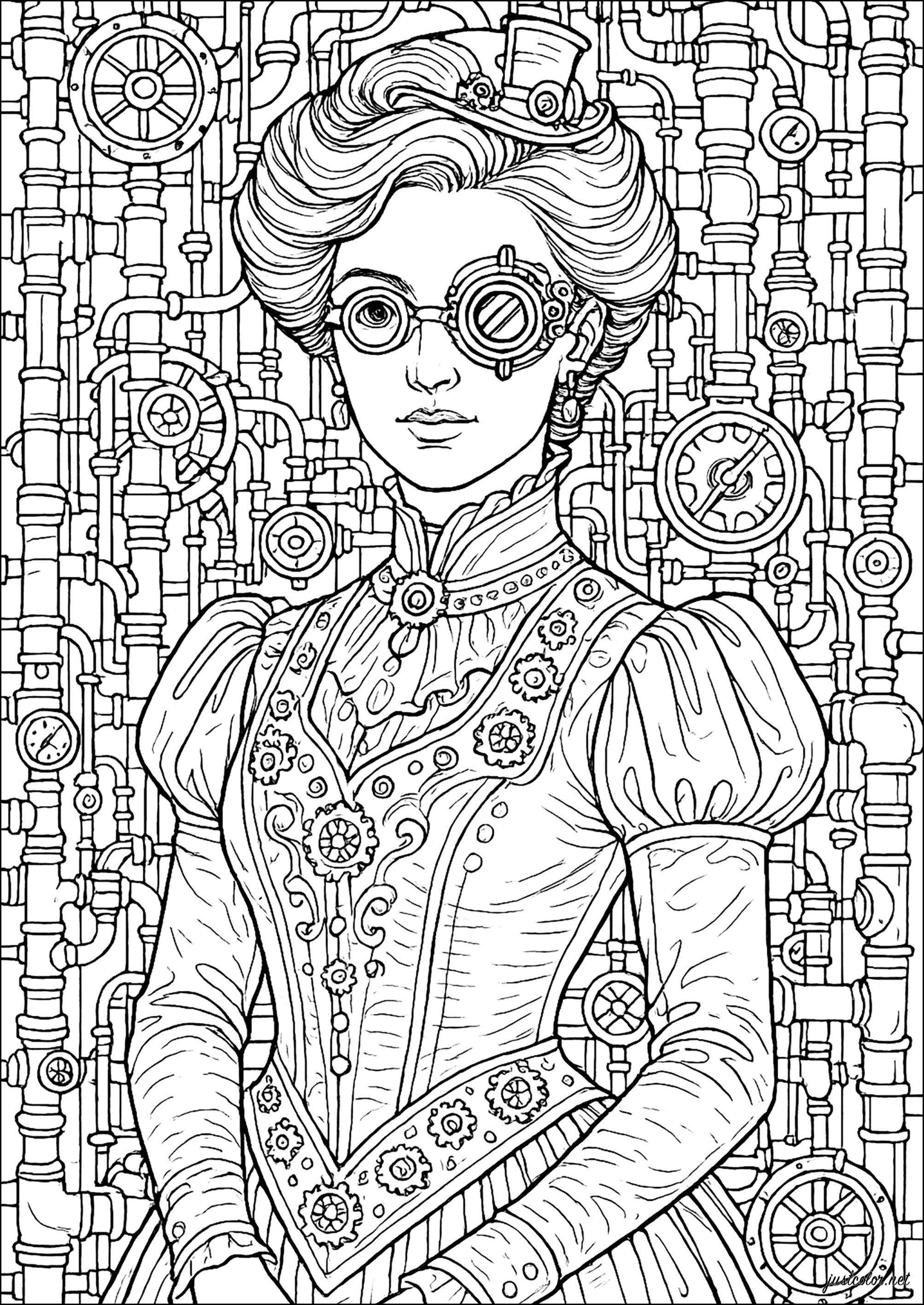 Steampunk-43856 (Ausmalbild zum Ausdrucken und Ausmalen für Erwachsene)