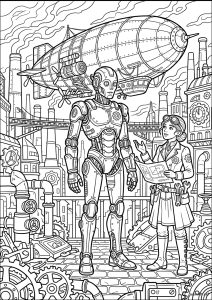 Ausmalbilder von Steampunk zum Ausdrucken und Ausmalen für Erwachsene