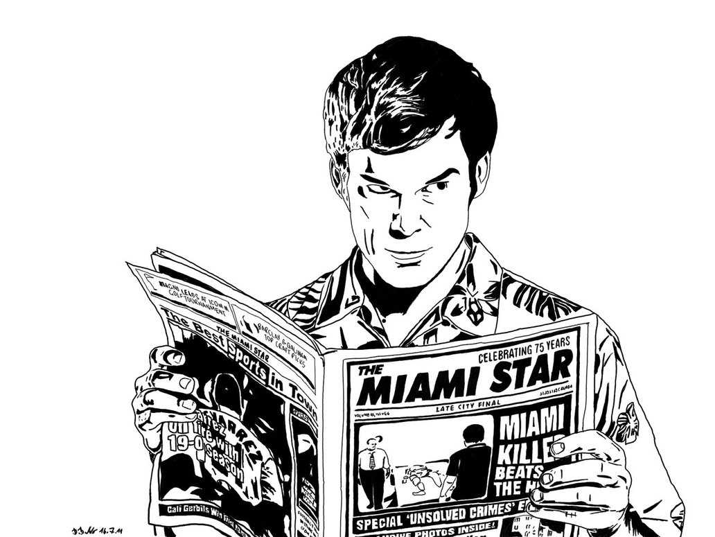 Dexter-Figur im Comic-Stil