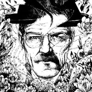 Breaking Bad: Walter White mit Hut (Ausmalbild von Fernsehserie)