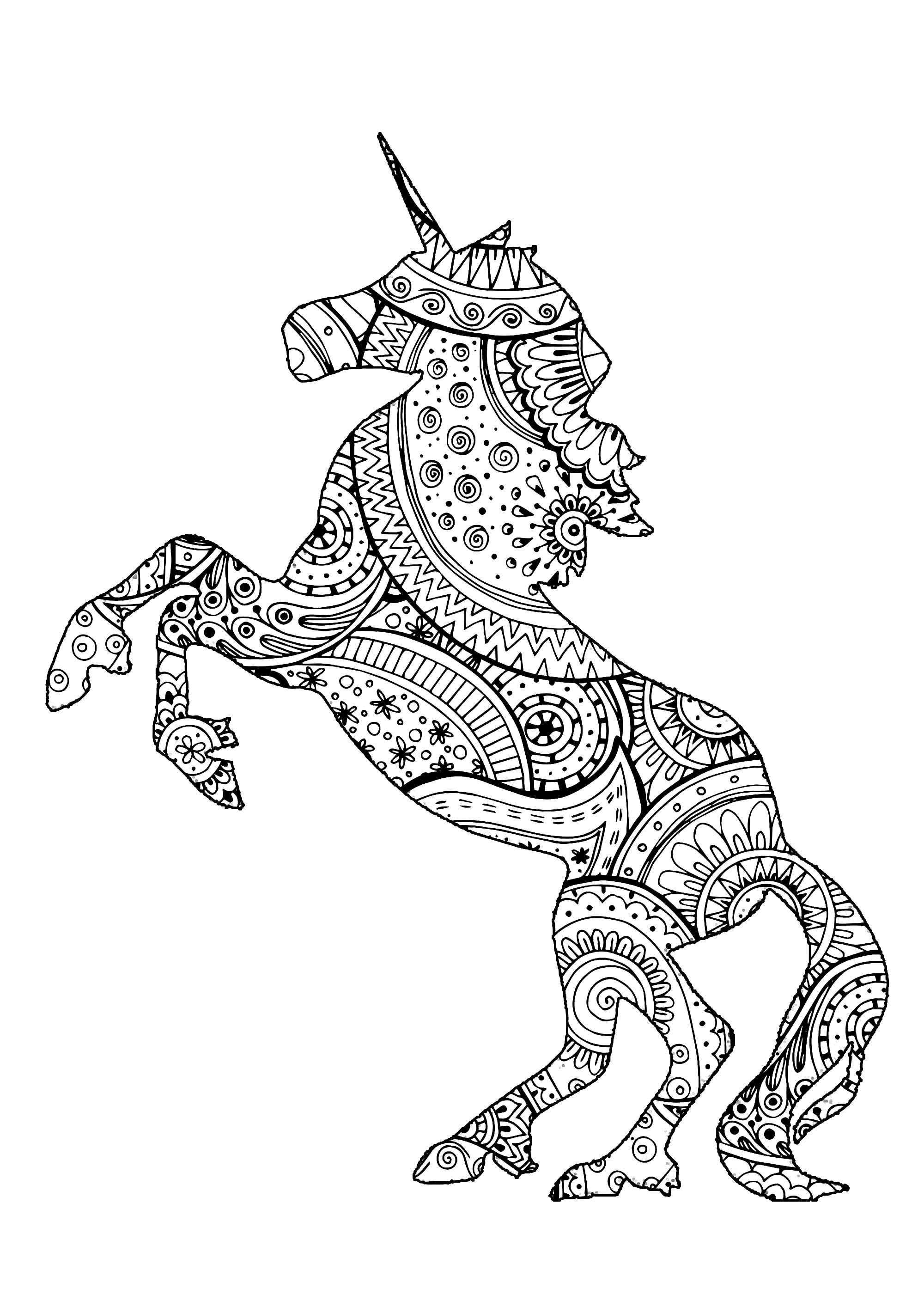 Schöne Einhornform mit Zentangle- und Paisleymuster, Künstler : Art'Isabelle