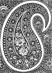 Ausmalbild von Paisley zum Ausdrucken und Ausmalen für Erwachsene : Schottische Tapete aus dem späten 19. Jahrhundert
