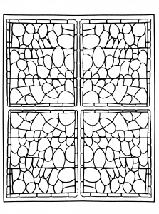 Glasfenster aus der Kapelle des Prieuré de Bethleem in Nîmes, Frankreich (Version 3) (Ausmalbild von Glasmalerei)