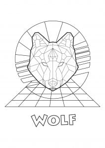 Geometrischer Wolf (Ausmalbild von Wölfe)