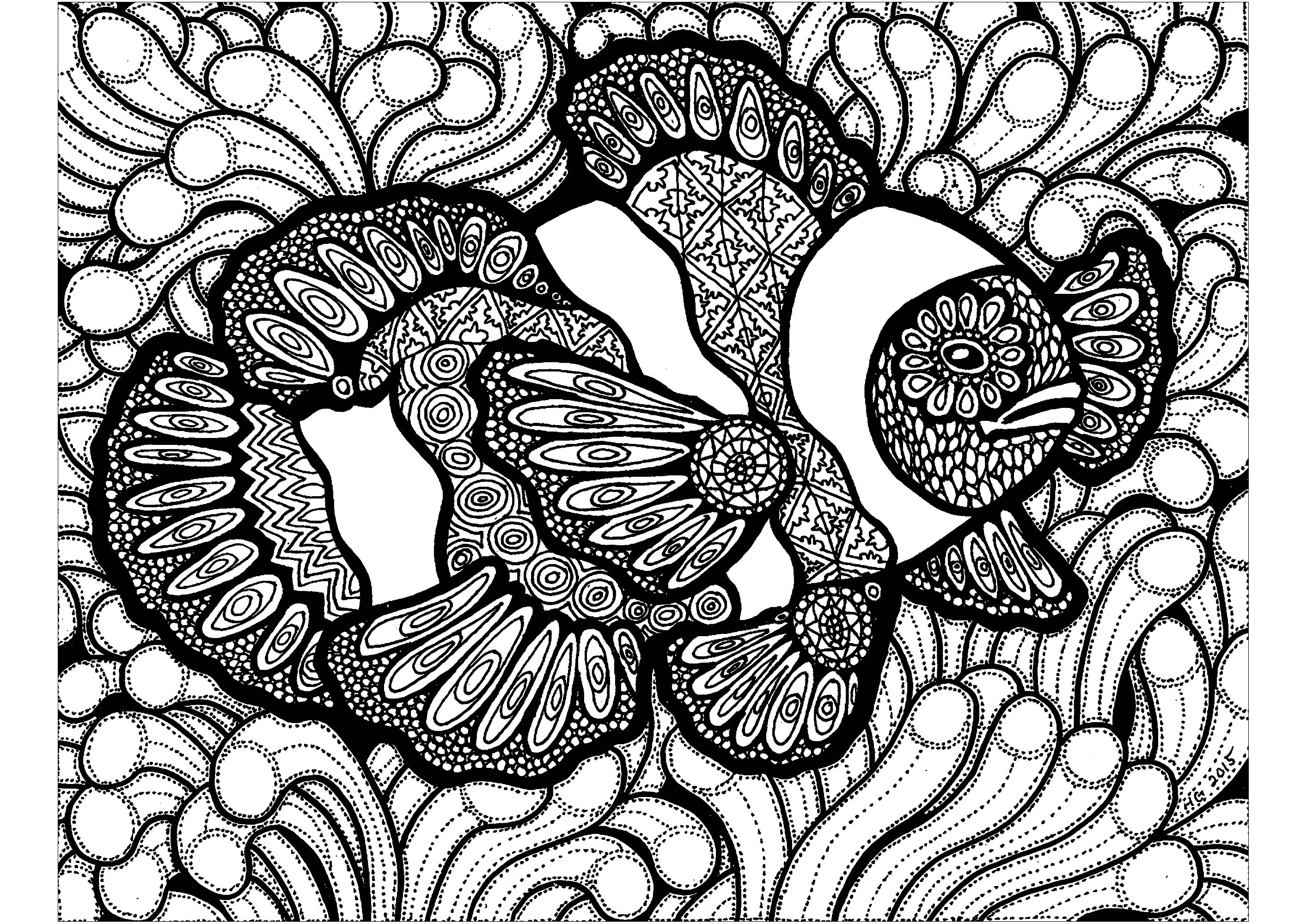 Tauchen Sie tief in das Zentangle-Wasser ein und schwimmen Sie in Farben!, Künstler : HGCreative. Arts