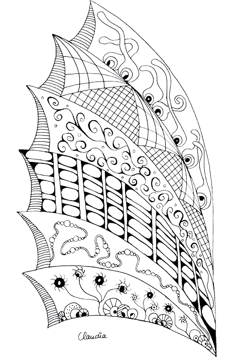 Einfache Zentangle-Zeichnung zum Ausdrucken und Ausmalen - 6