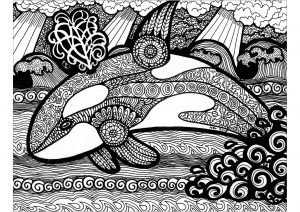 Orca & Zentangles (Ausmalbild)