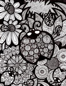 Die Linien des Marienkäfers (Ausmalbild von Zentangle)