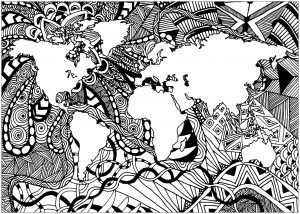Zentangle-Planisphäre 4 (Ausmalbild)