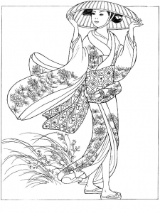 Druckbare Malvorlagen : Geisha