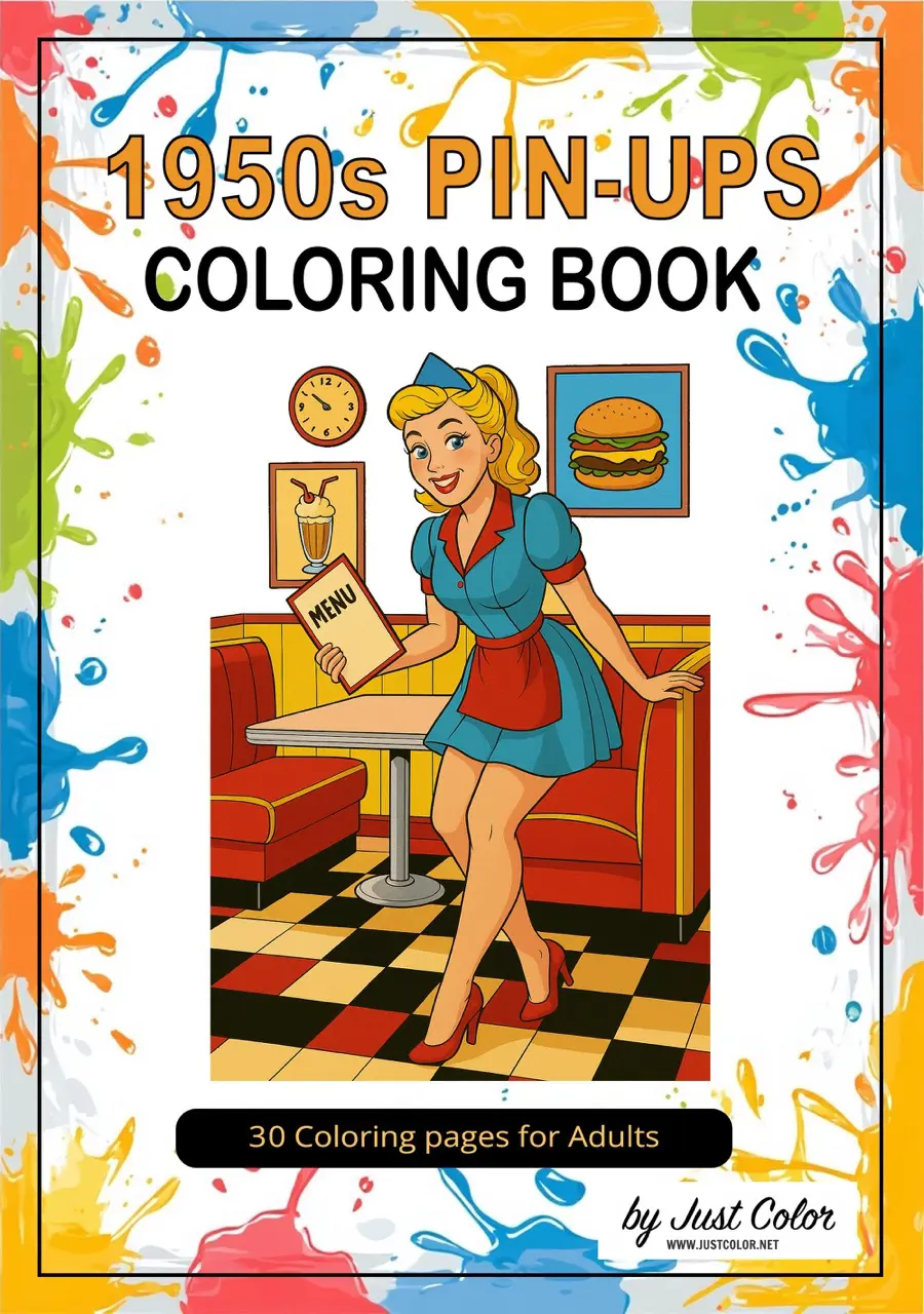 1950s Pin-Ups Coloring Book for Adults