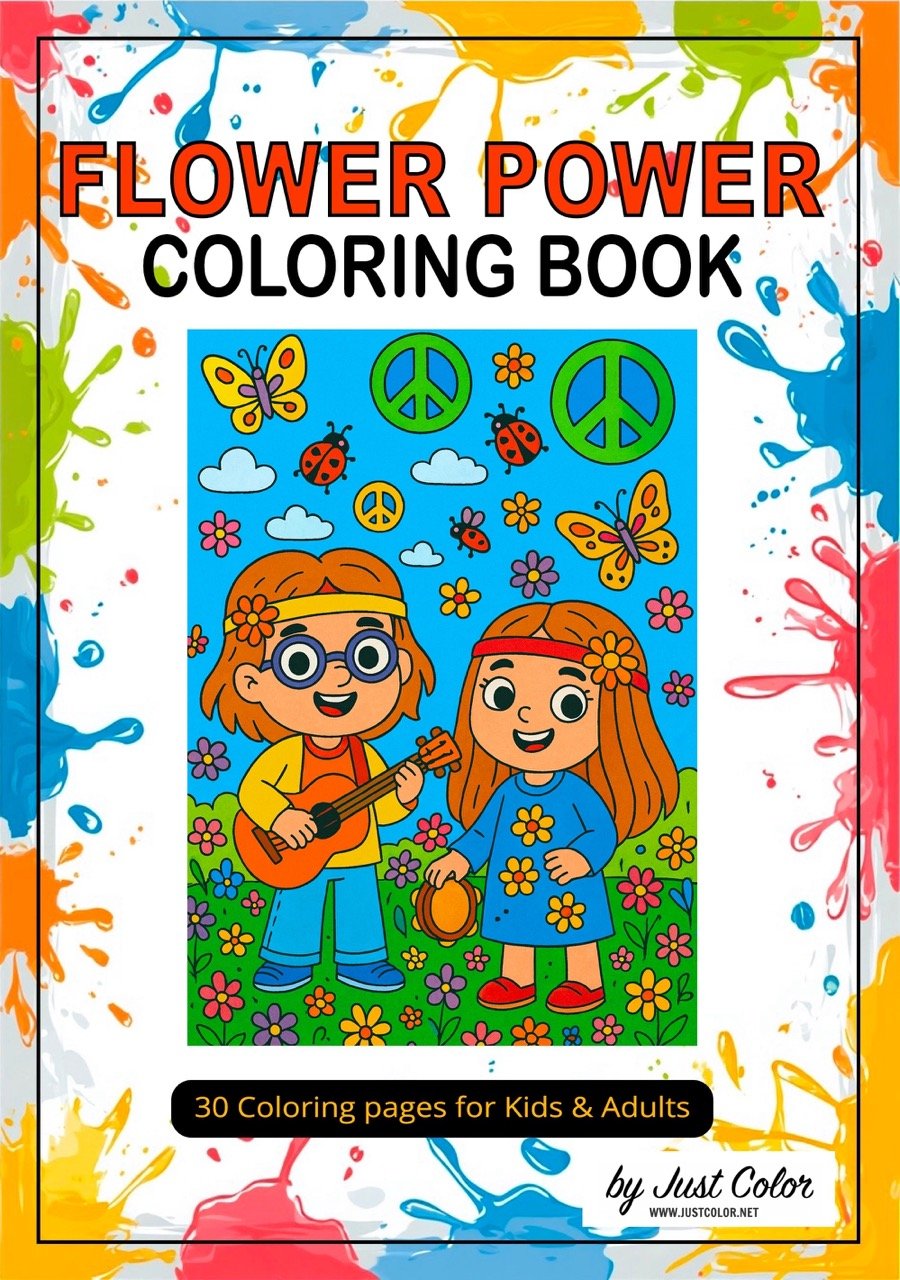 Flower Power Coloring Book for Kids and Adults