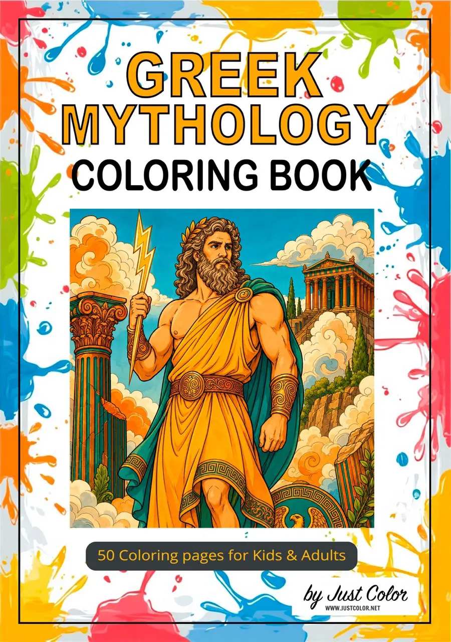 Greek Mythology Coloring Book for Kids & Adults
