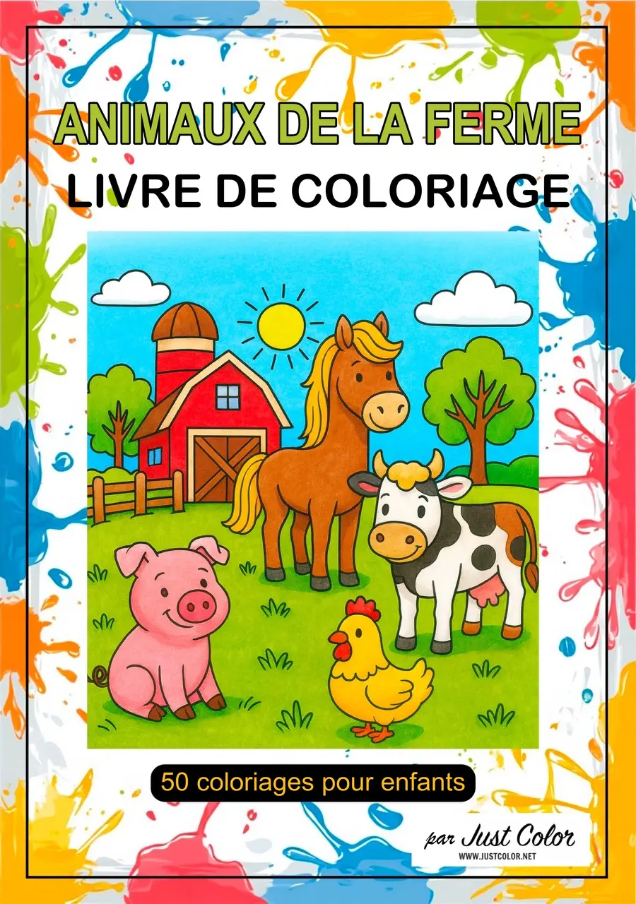 Farm Animals Coloring Book for Kids
