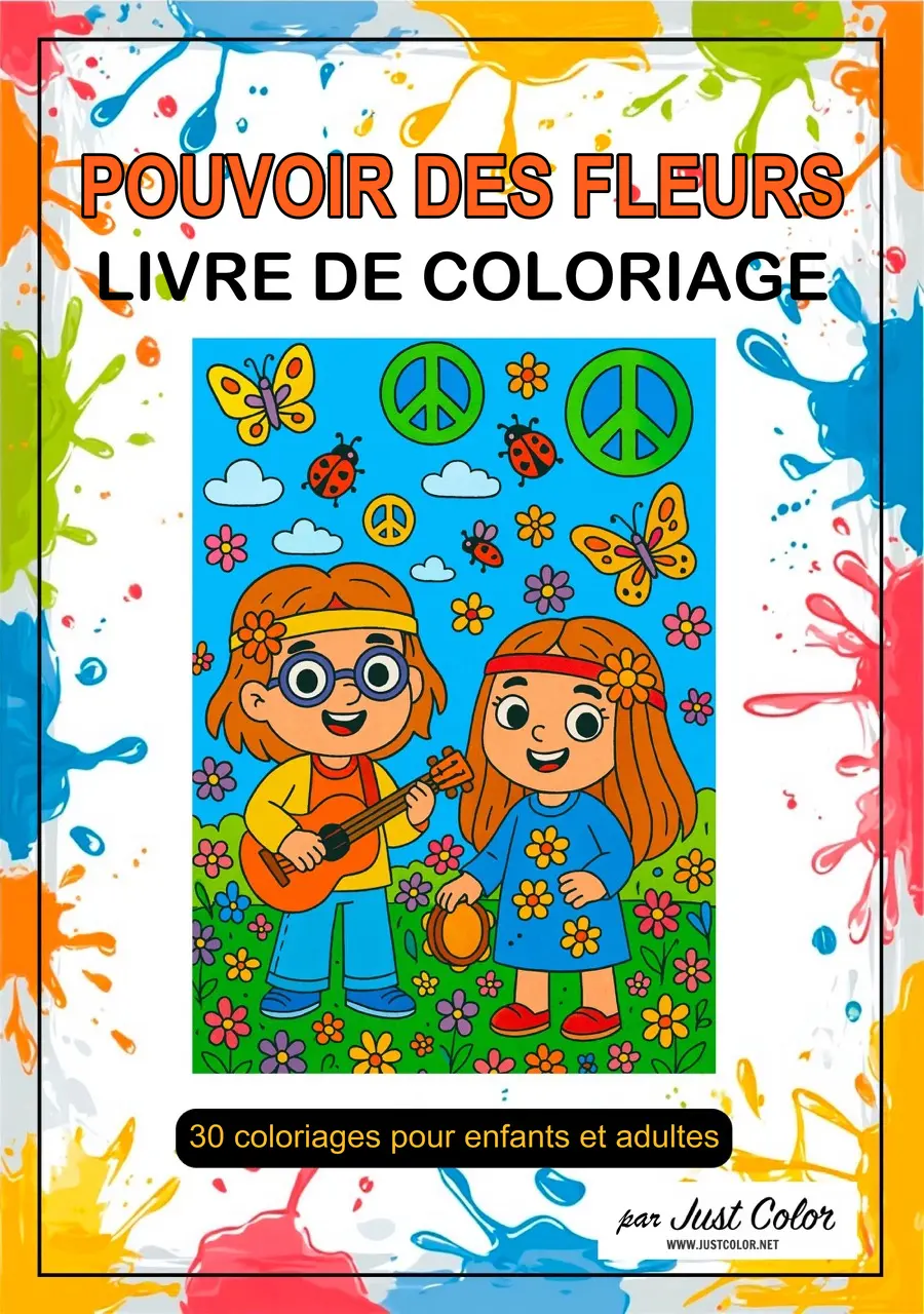 Flower Power Coloring Book for Kids and Adults