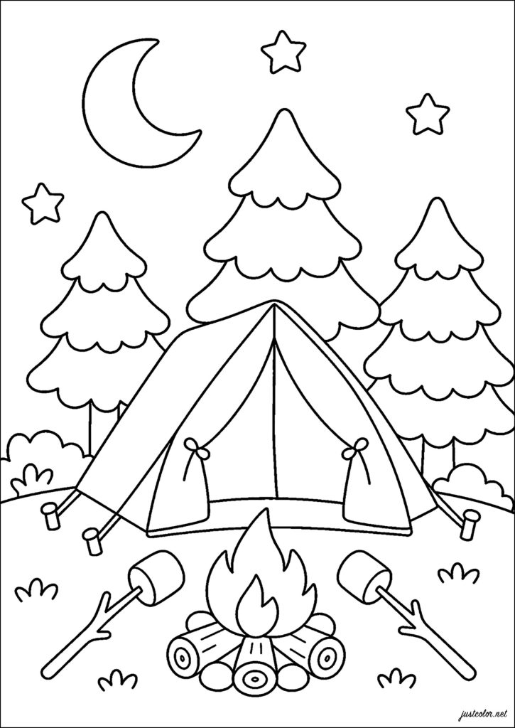 Cozy kids coloring page - Just Color ebook preview