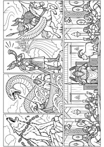 Norse mythology coloring page - Just Color ebook preview