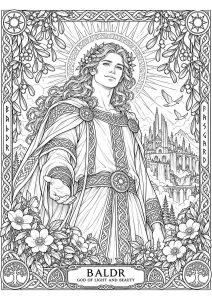 Norse mythology coloring page - Just Color ebook preview