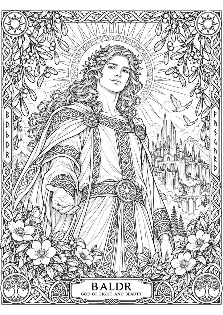 Norse mythology coloring page - Just Color ebook preview