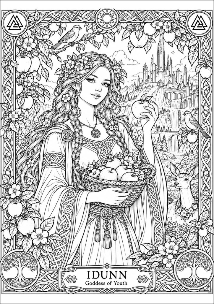 Norse mythology coloring page - Just Color ebook preview