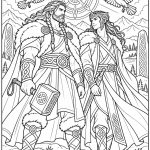 Norse mythology coloring page: Thor and Loki - Just Color ebook preview