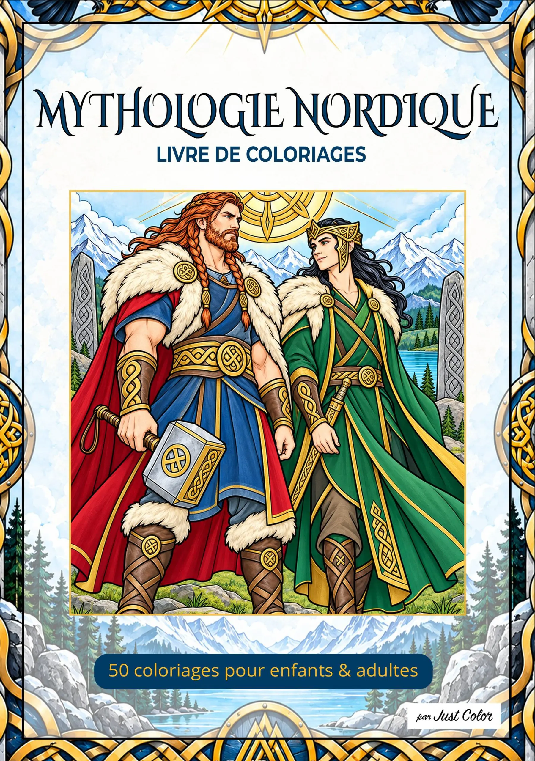 Norse Mythology Coloring Book for Kids & Adults