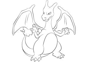 Coloriage simple de Dracaufeu