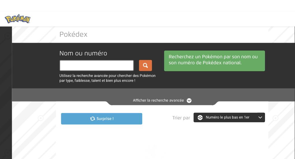 Pokédex officiel en français sur pokemon.com