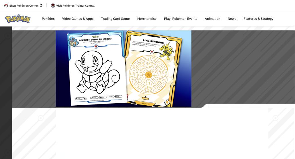 Page officielle des activités Pokémon à imprimer