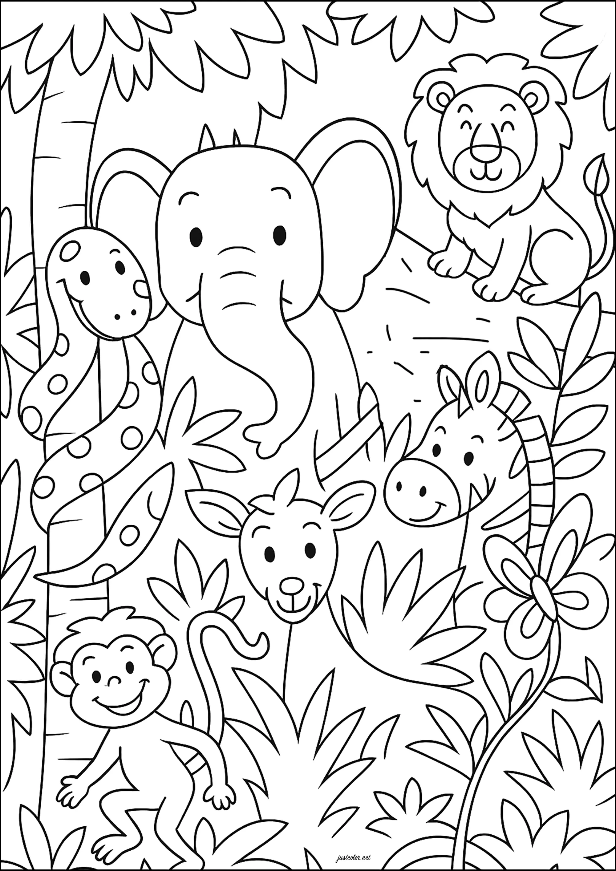 Animaux d'Afrique (Coloriage à imprimer pour enfants)