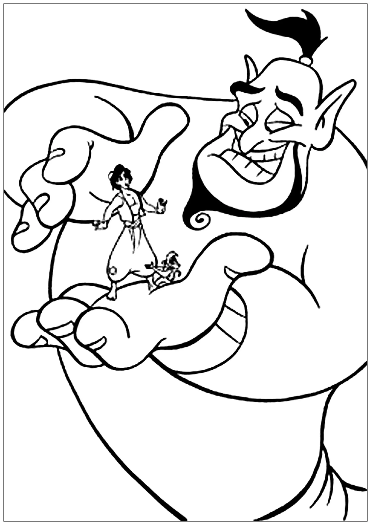 Le génie et Aladdin (Coloriage à imprimer pour enfants)