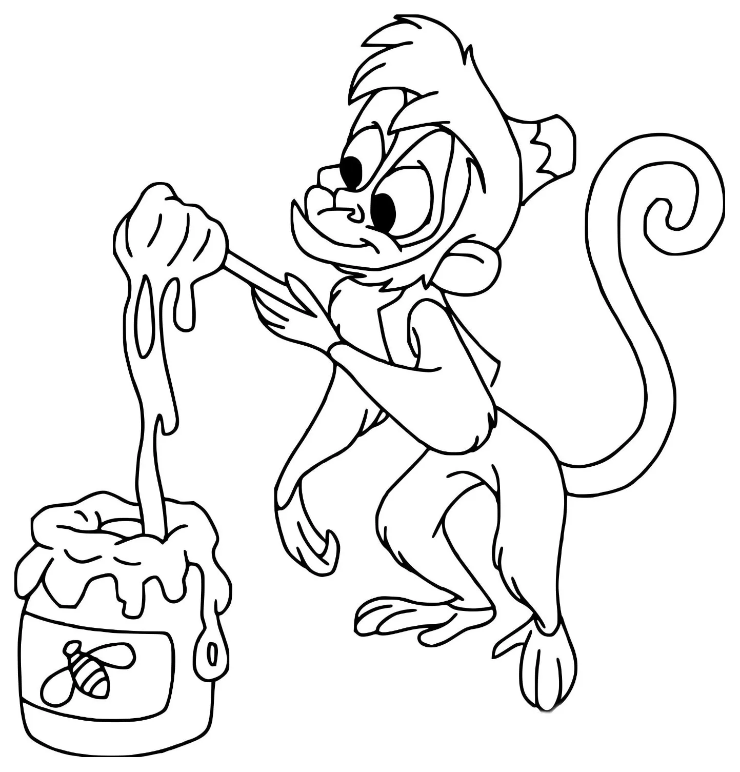 Abu (Coloriage d'Aladdin à imprimer pour enfants)