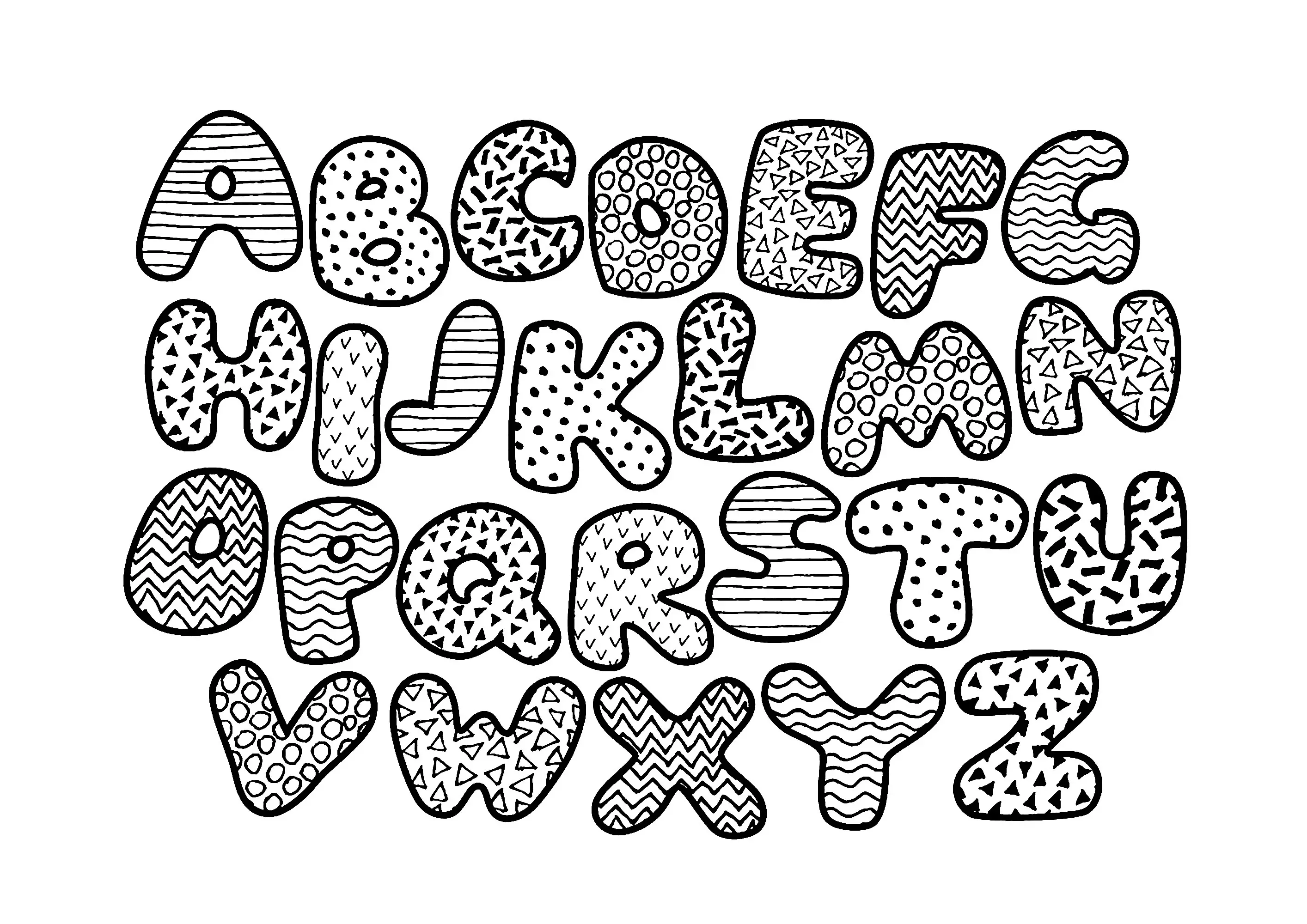 Jolies lettres de l'alphabet (Coloriage à imprimer pour enfants)