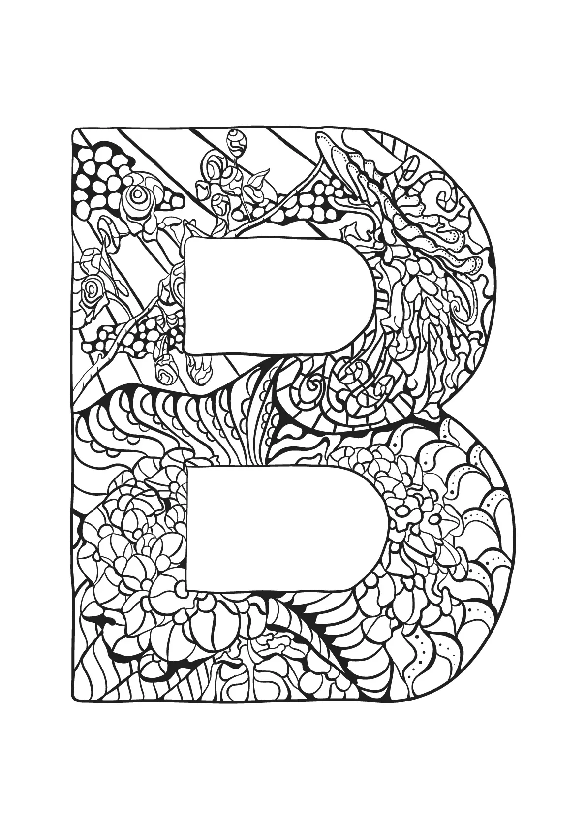 Alphabet lettre b (Coloriage à imprimer pour enfants)