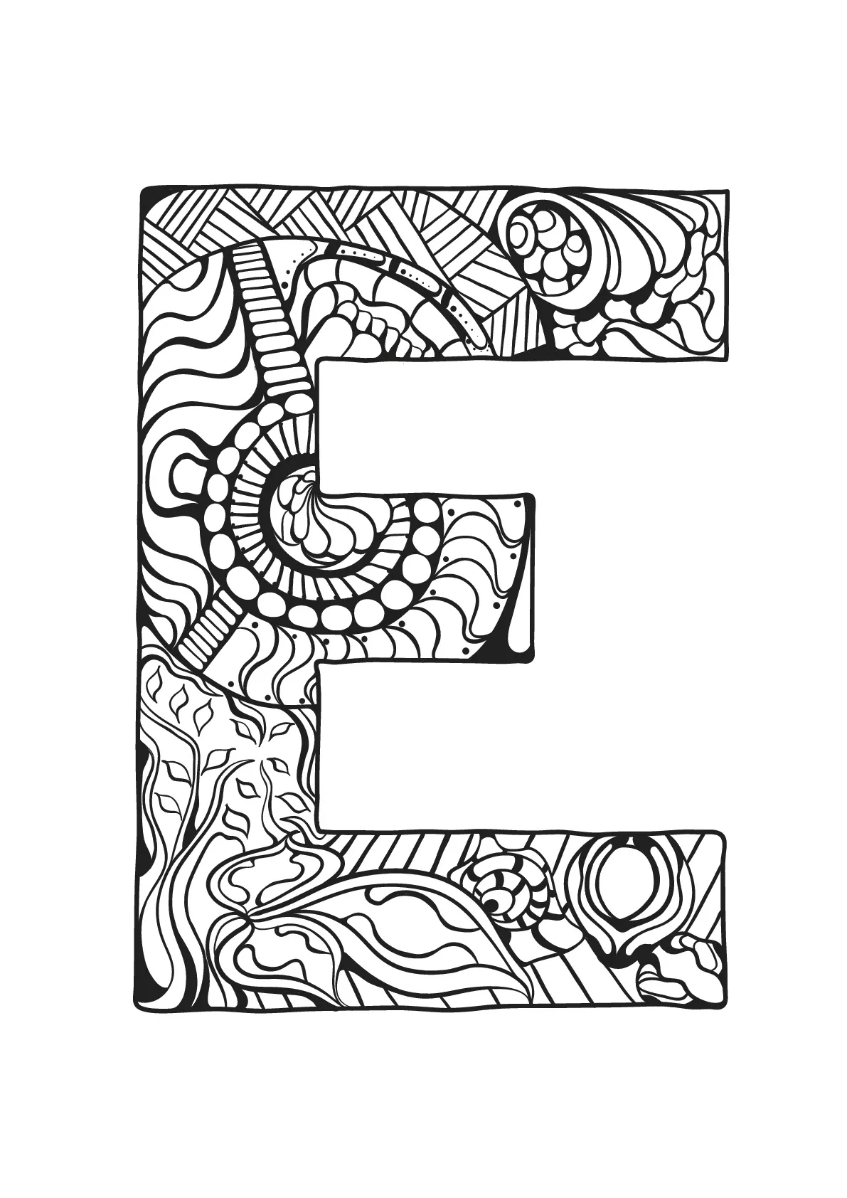 Alphabet lettre e (Coloriage à imprimer pour enfants)