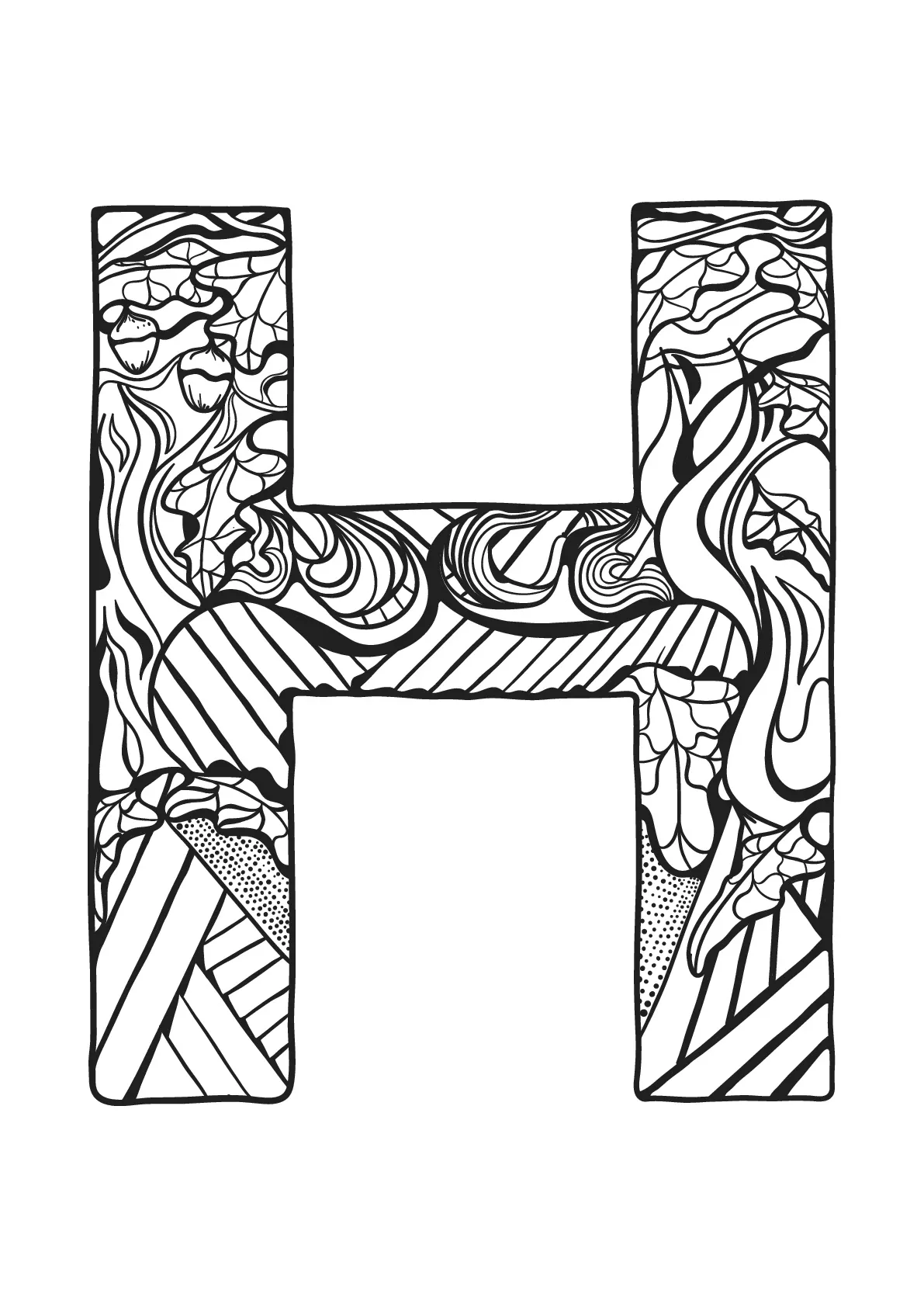 Alphabet lettre h (Coloriage à imprimer pour enfants)