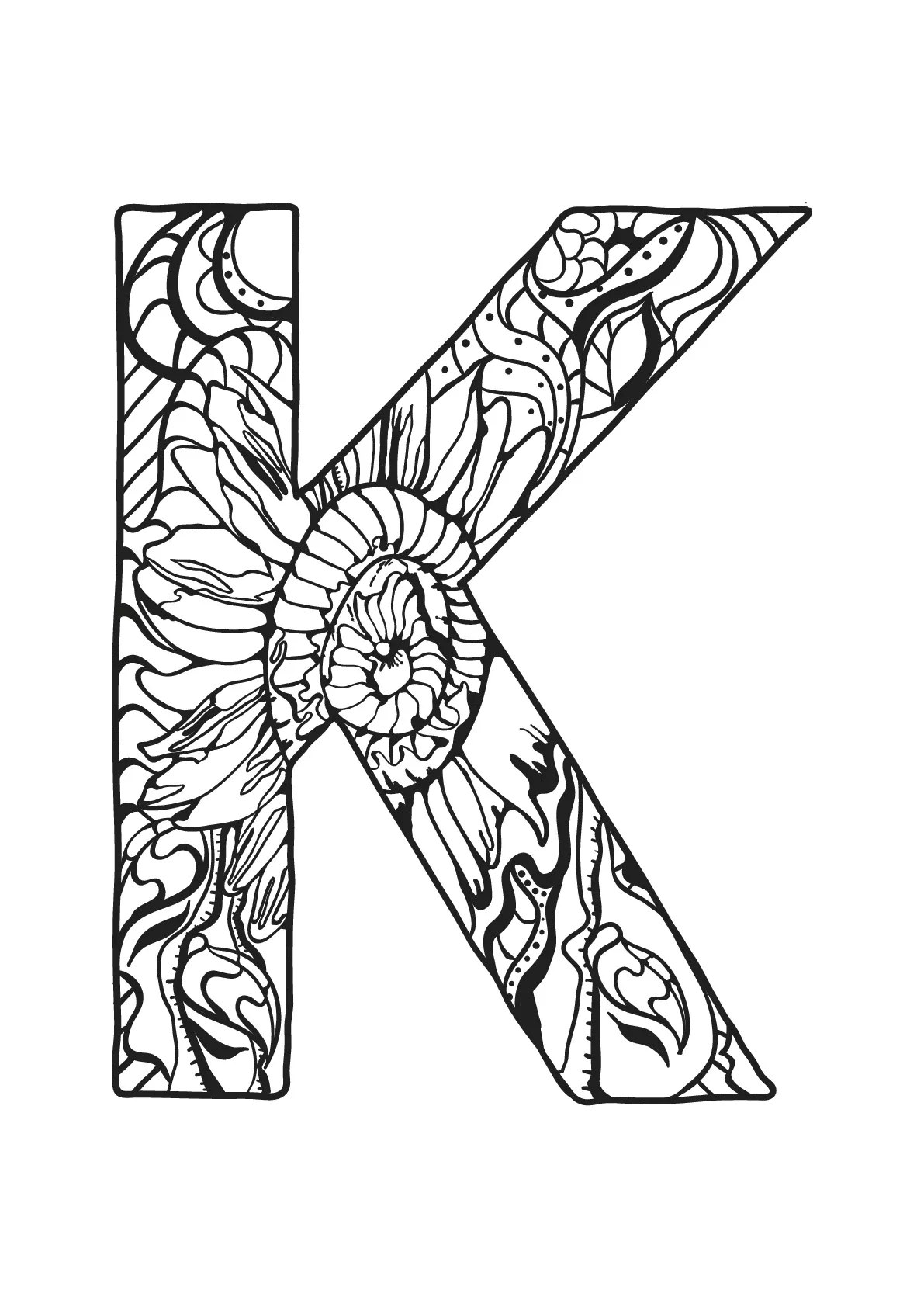 Alphabet lettre k (Coloriage à imprimer pour enfants)