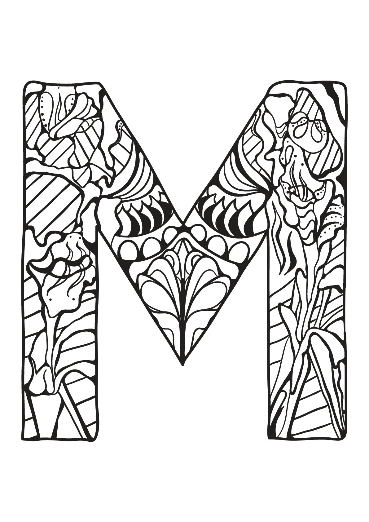 Alphabet lettre m (Coloriage) Alphabet lettre m (Coloriage à imprimer pour enfants)