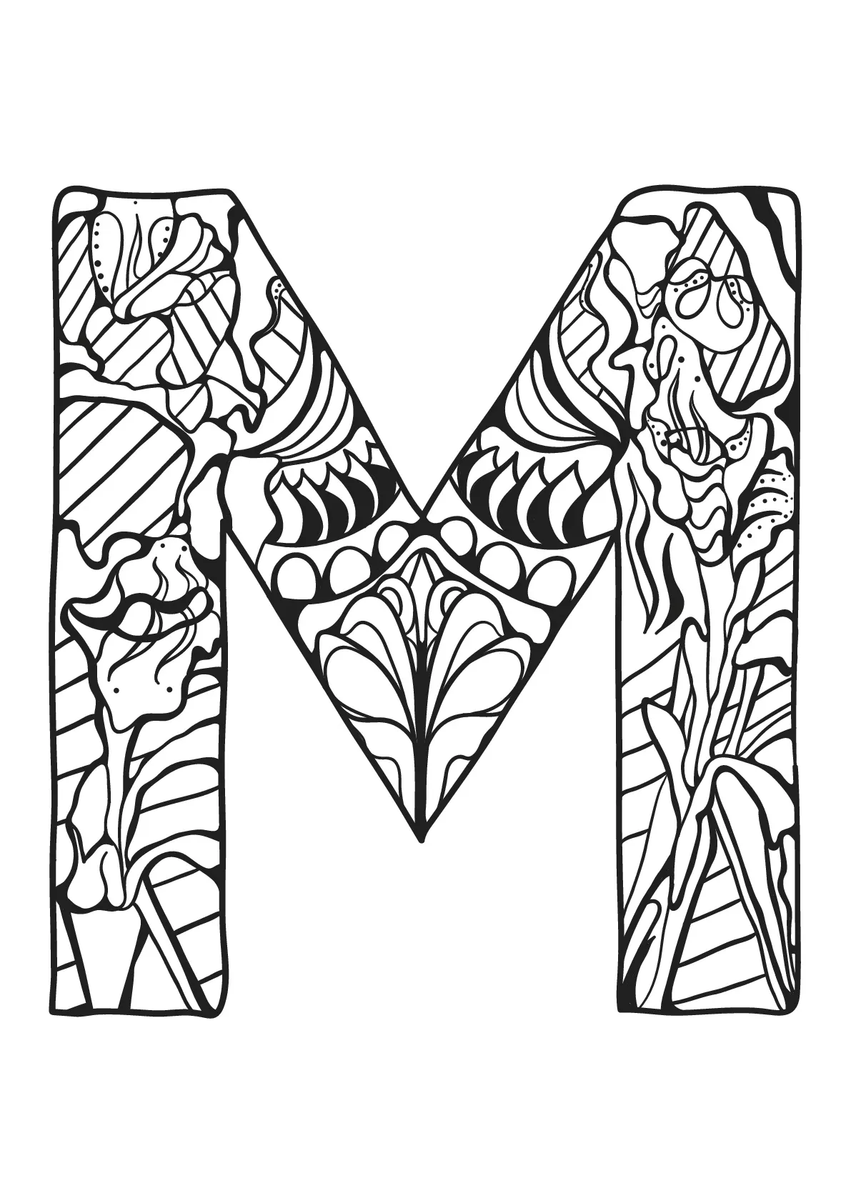 Alphabet lettre m (Coloriage à imprimer pour enfants)