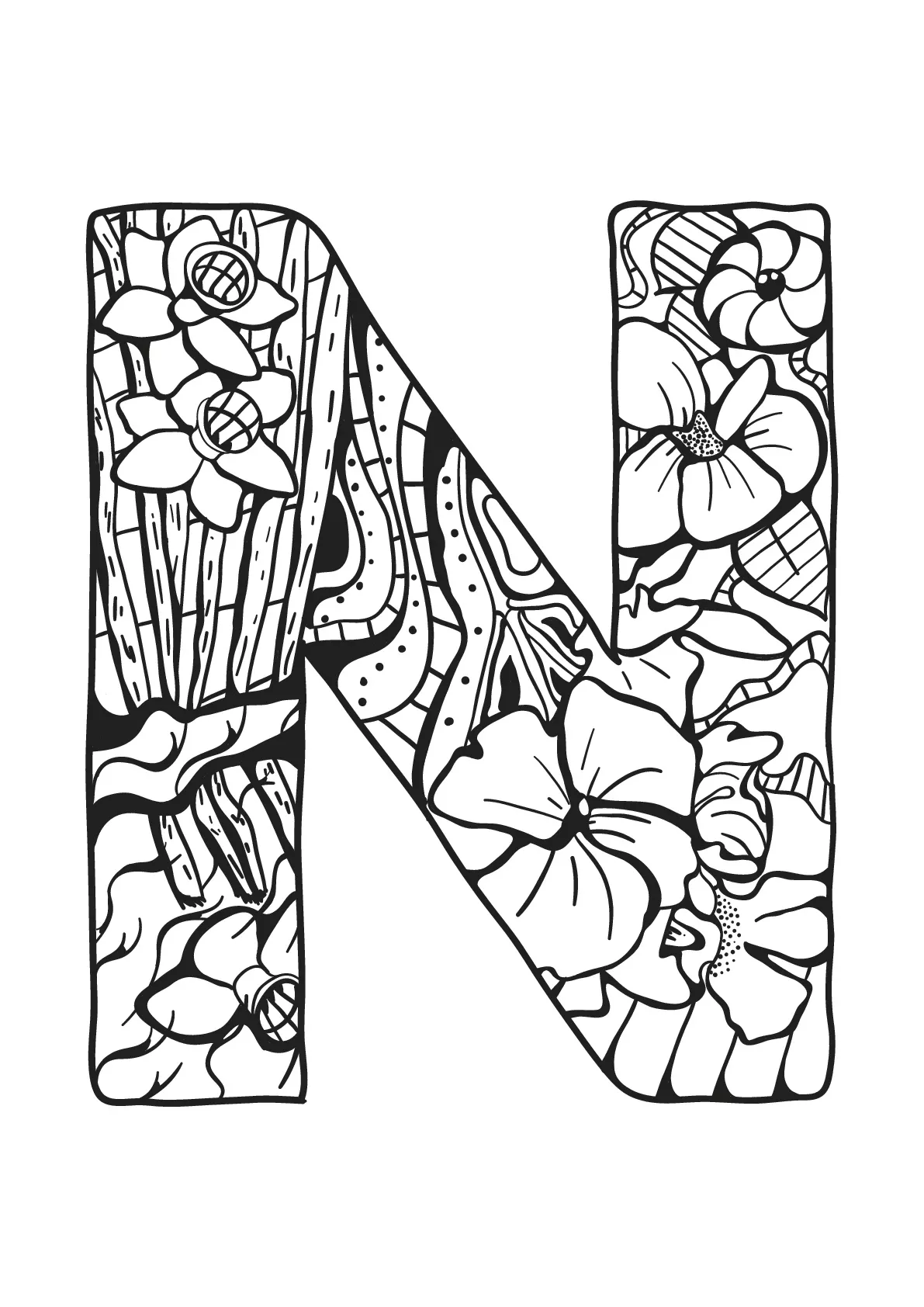 Alphabet lettre n (Coloriage à imprimer pour enfants)