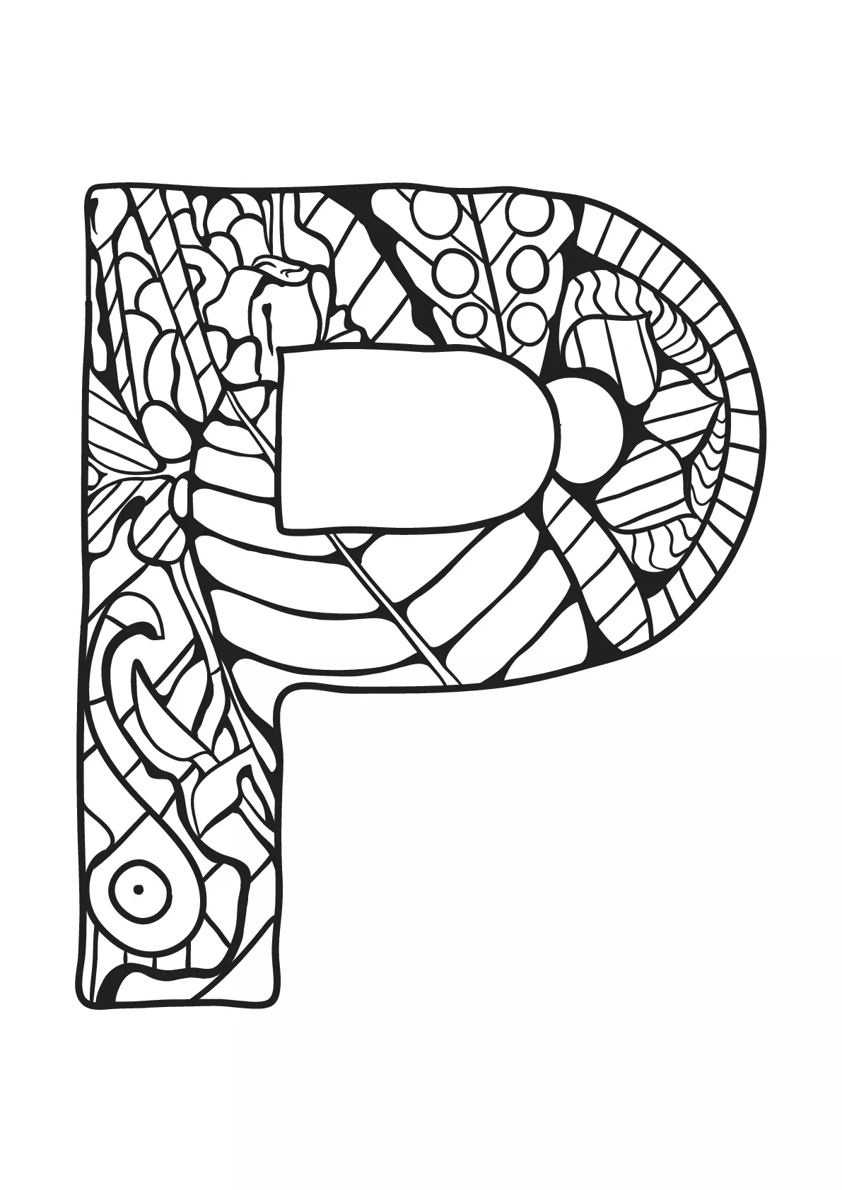 Alphabet lettre p (Coloriage à imprimer pour enfants)