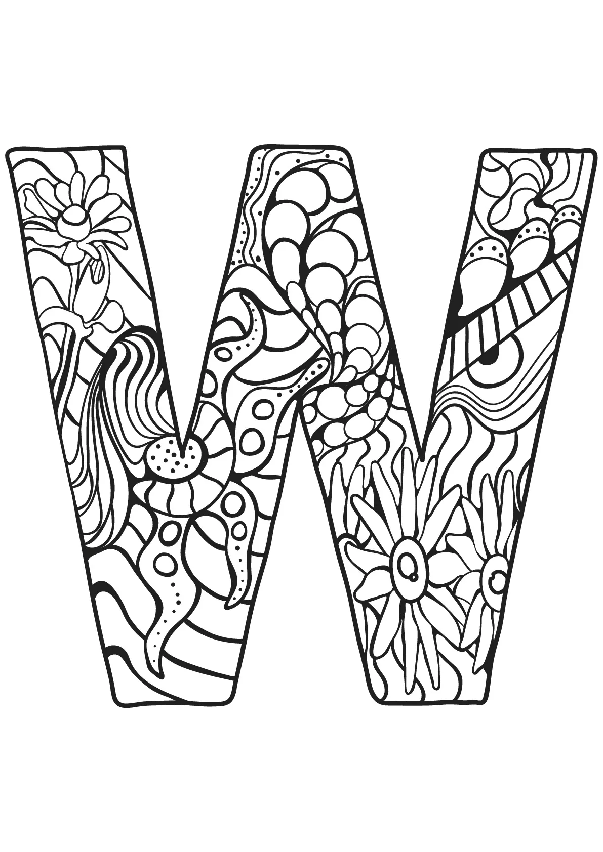 Alphabet lettre w (Coloriage à imprimer pour enfants)