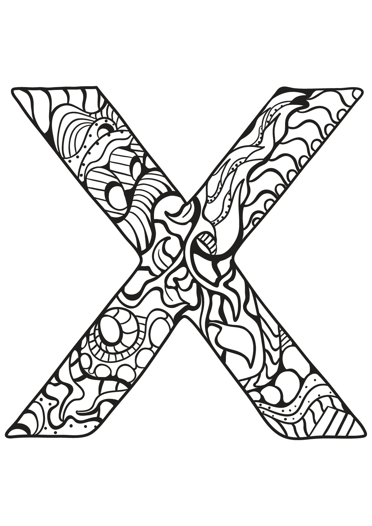 Coloriage de : Alphabet lettre x Coloriage de à imprimer pour enfants : Alphabet lettre x