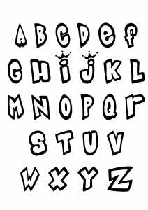 Coloriage enfant alphabet style rois reines