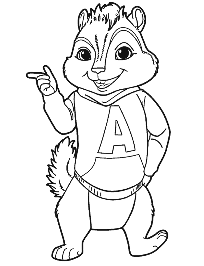 Coloriage d'Alvin sur son skate !