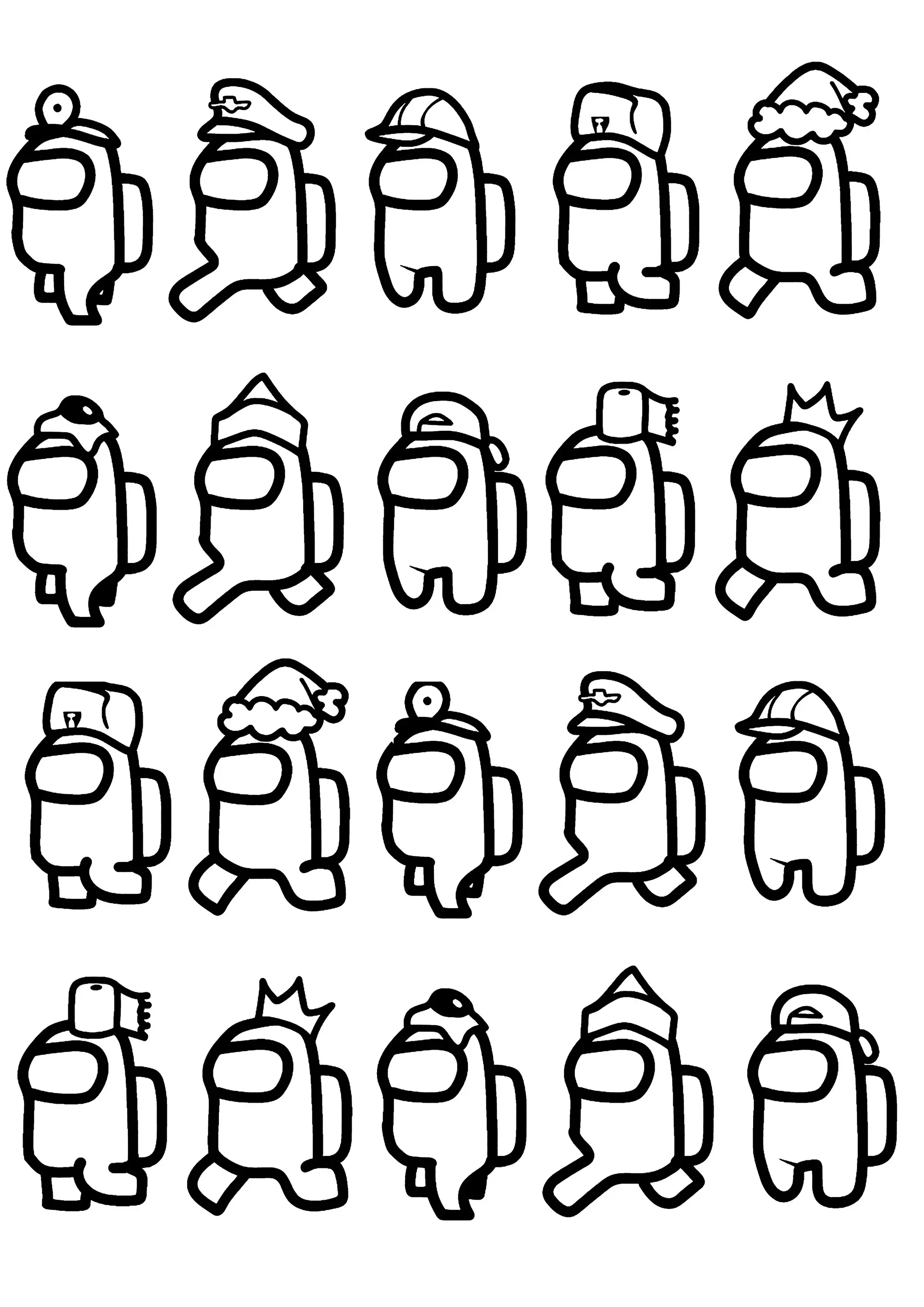Nombreux personnages Among Us (Coloriage à imprimer pour enfants)