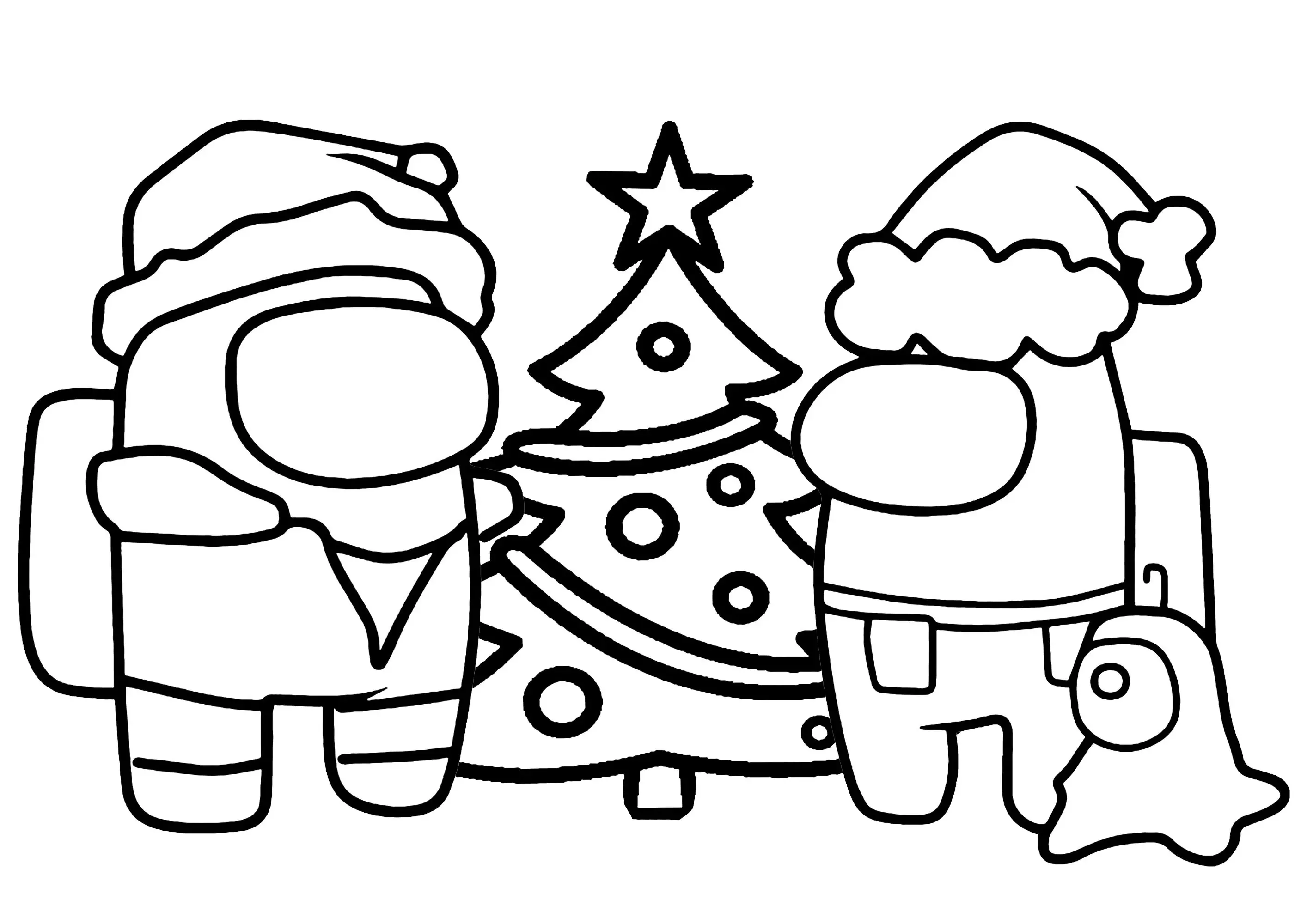 C'est Noël (Coloriage d'Among Us à imprimer pour enfants)