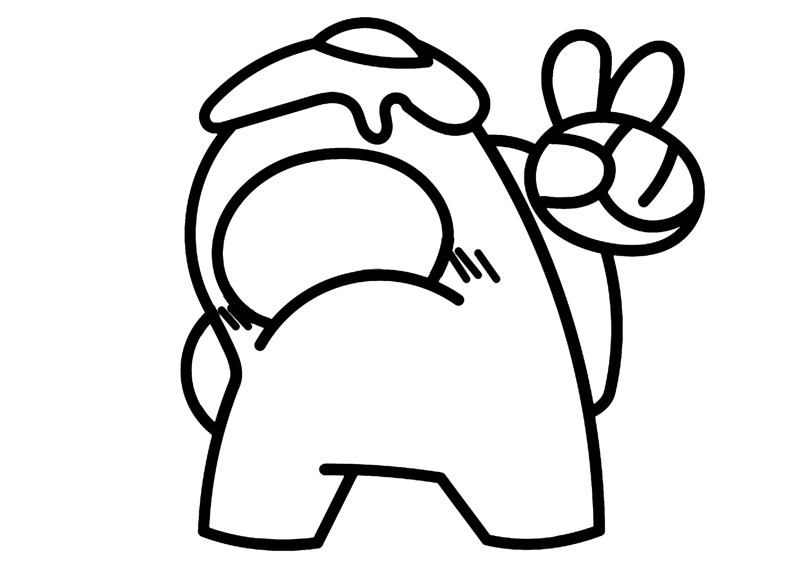 Avev une omelette sur la tête (Coloriage d'Among Us à imprimer pour enfants)