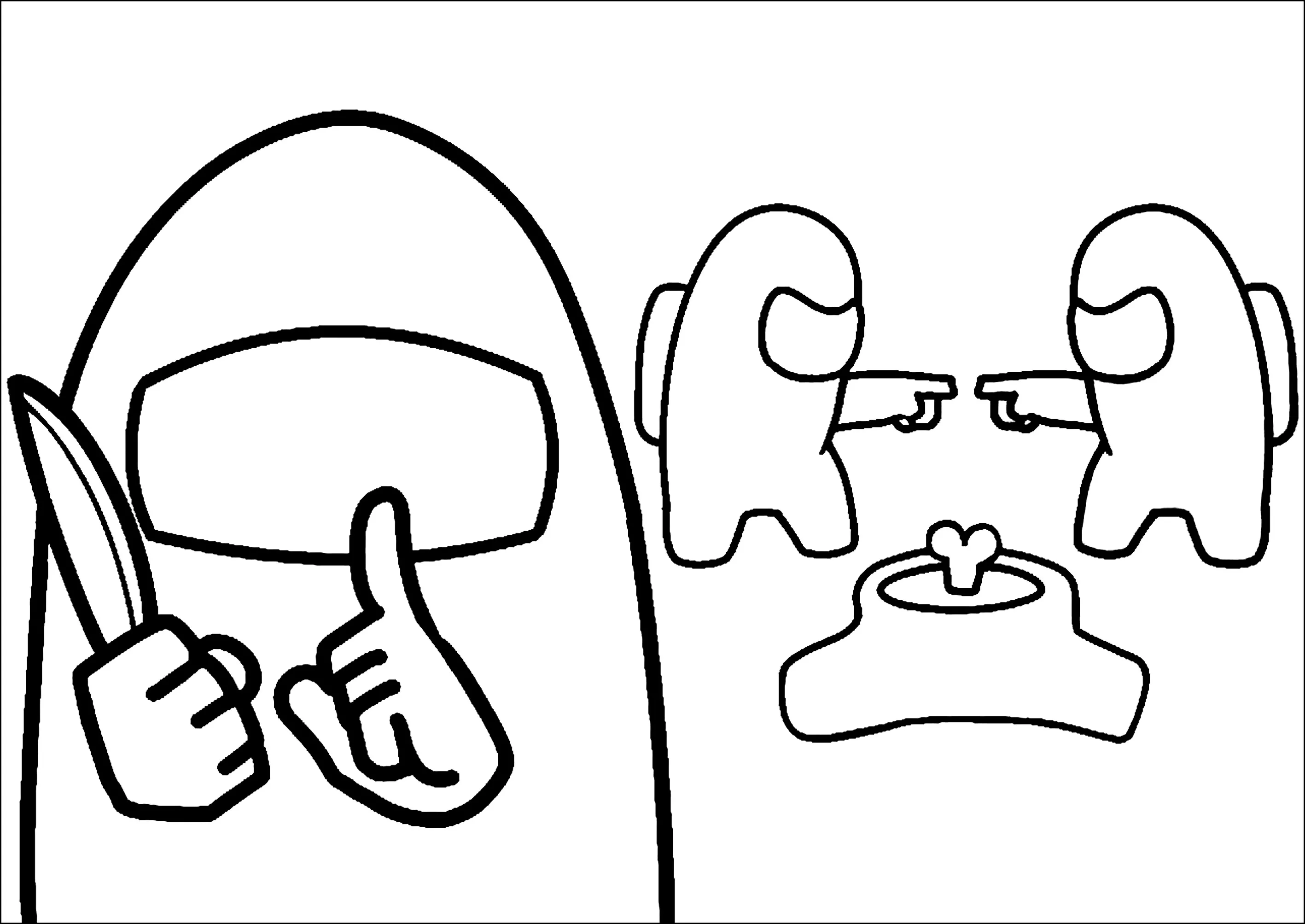 Personnages Among Us s'accusant mutuellement (Coloriage à imprimer pour enfants)