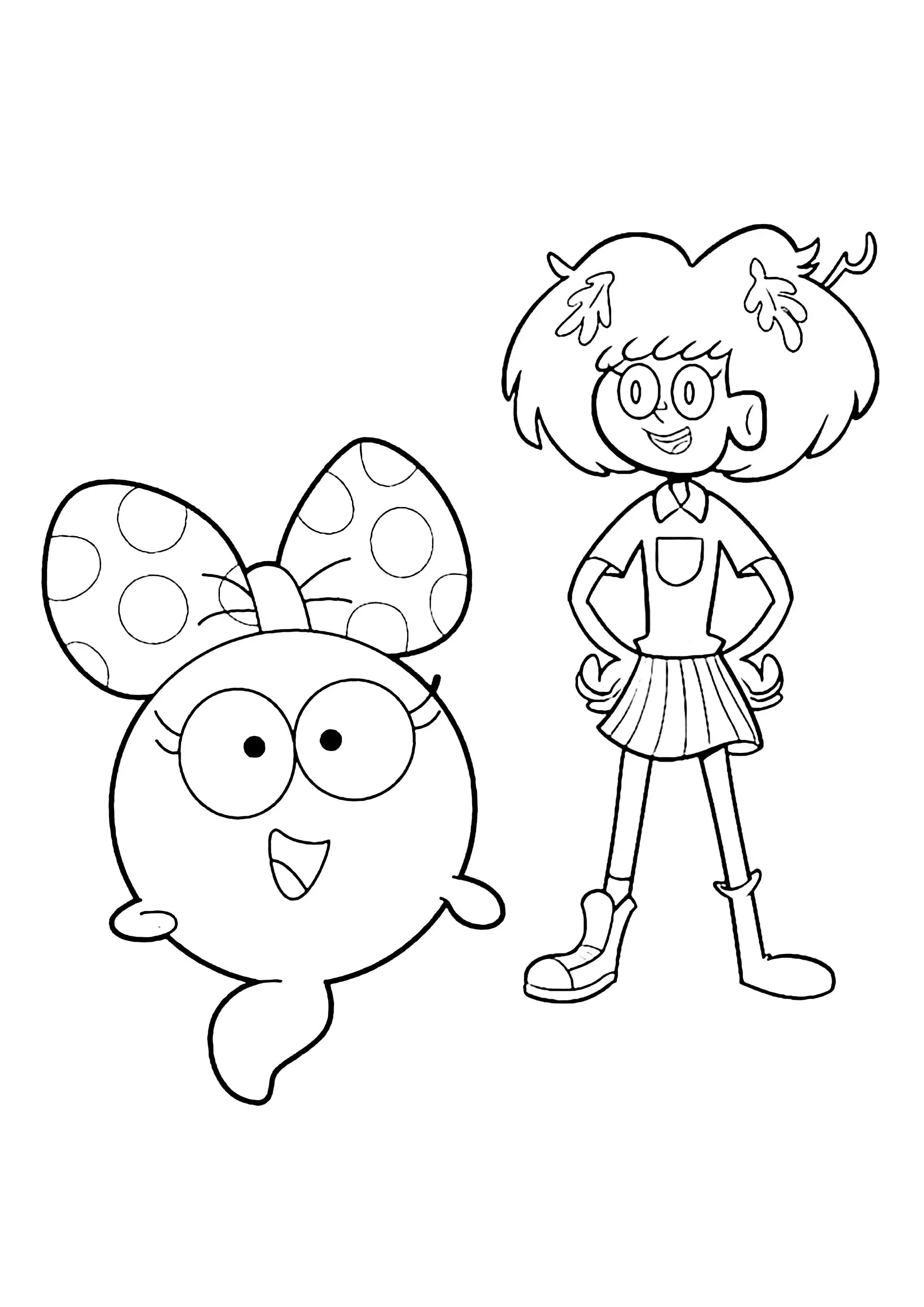 Anne et Polly (Coloriage d'Amphibia à imprimer pour enfants)